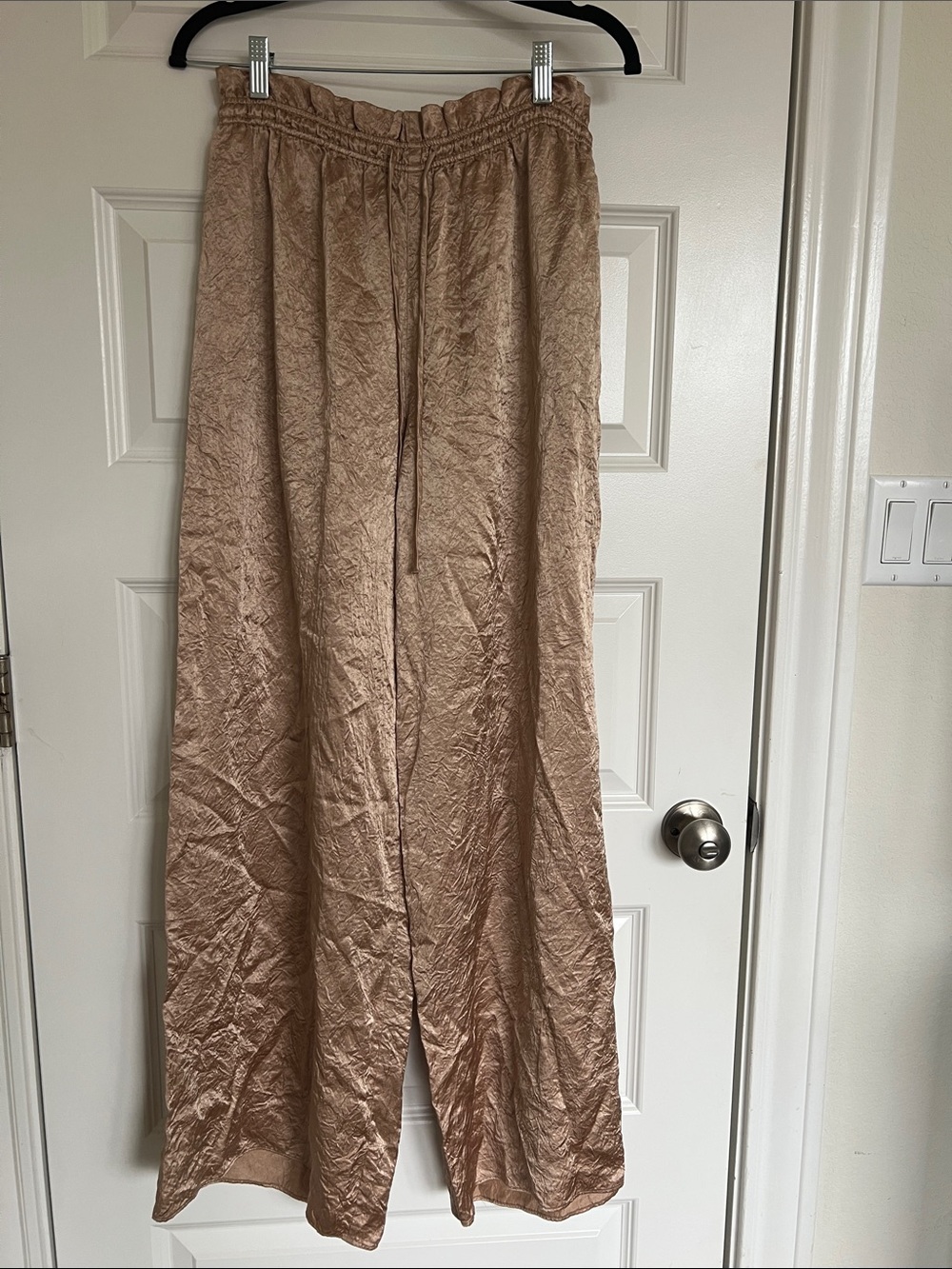 Zara Wide Leg Drawstring Pants - Taupe Beige